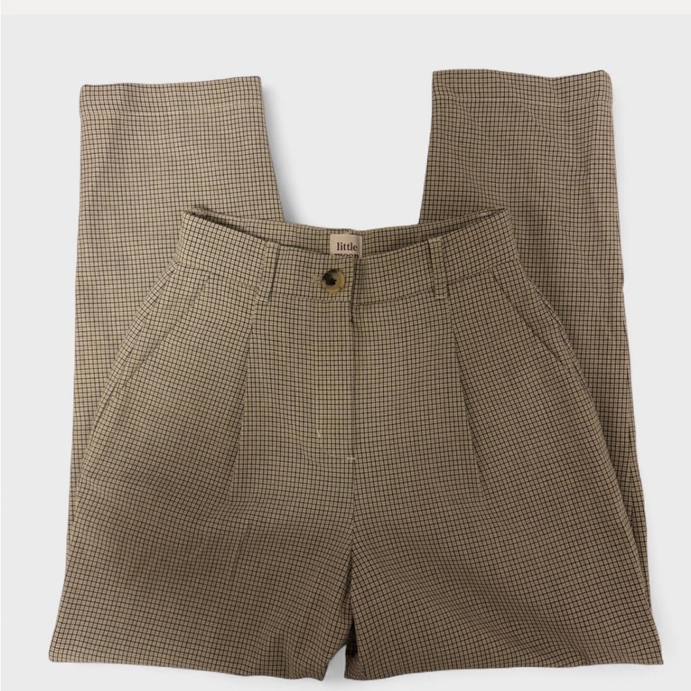 aritzia (little moon) plaid print high waisted trousers